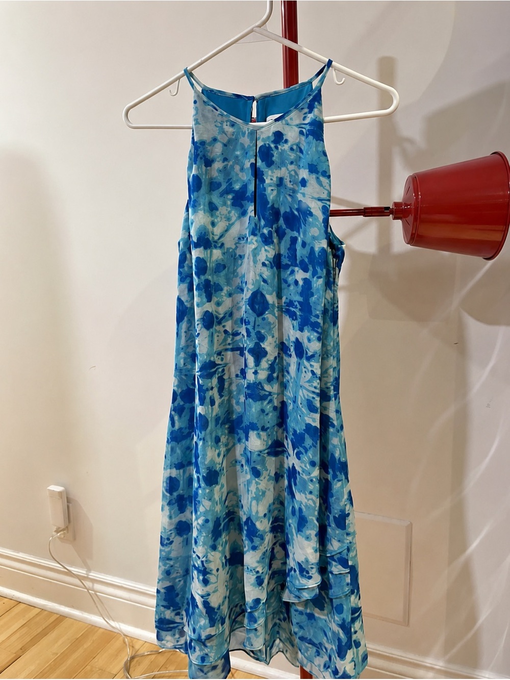 Calvin Klein Blue Marble Halter Dress